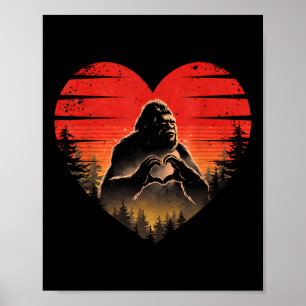 Bigfoot Heart Valentinstag Boys Girls Kinder Liebe Poster