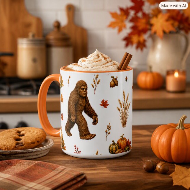 Bigfoot Herbsternte-Kürbismuster  Tasse (Von Creator hochgeladen)