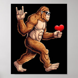 Bigfoot Herz Funny Valentinstag Jungs Kinder Männe Poster