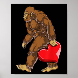 Bigfoot Herz Valentinstag Boys Männer Liebe Sasqua Poster
