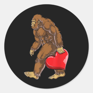 Bigfoot Herz Valentinstag Boys Männer Liebe Sasqua Runder Aufkleber