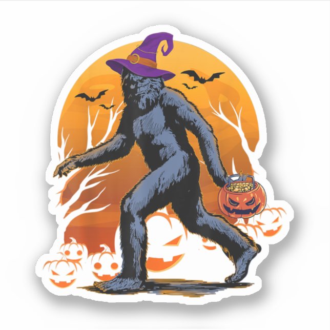Bigfoot Hexch Pumpkin Halloween Sasquatch Lovers Aufkleber (Vorderseite)