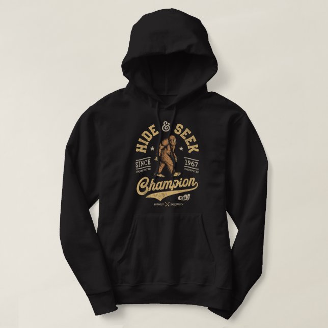 Bigfoot Hide and Seek Champion Funny Sasquatch Ret Hoodie (Design vorne)