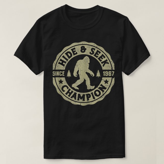 Bigfoot Hide and Seek Champion Funny Sasquatch Ret T-Shirt (Design vorne)