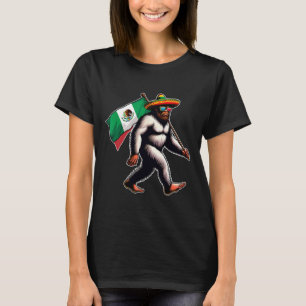 Bigfoot Holding Mexico Flag Funny Cinco De Mayo T-Shirt