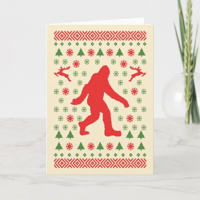 Bigfoot Holiday Sweater T-Shirts Feiertagskarte (Vorderseite)