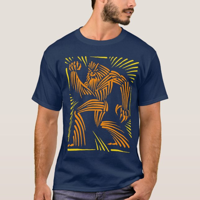 Bigfoot-Holzschnitt-Grafik- erwachsenes T-Stück T-Shirt (Vorderseite)