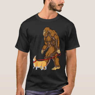 Bigfoot-Hunde-Spaziergang Corgi Lustig Sasquatch L T-Shirt