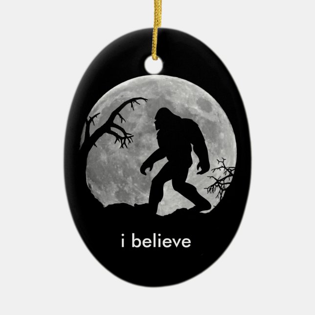 Bigfoot - Ich glaube an die Silhouette von Mond un Keramik Ornament (Vorne)