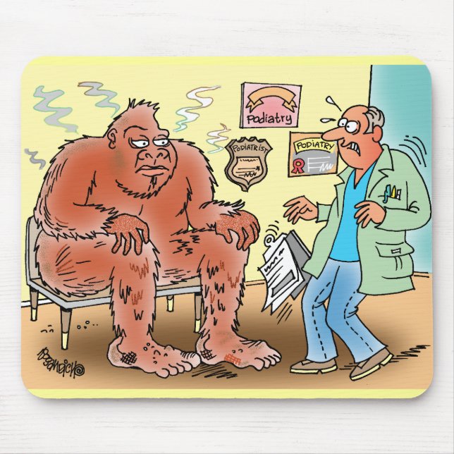 Bigfoot im Fußarzt wartete Raum-Cartoon Mousepa Mousepad (Vorne)