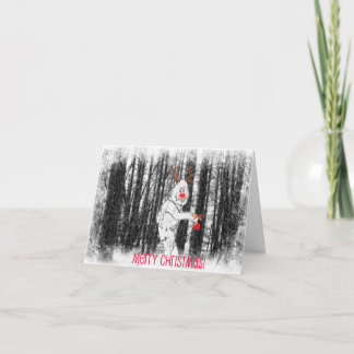 Bigfoot in der Waldweihnachtskarte Feiertagskarte
