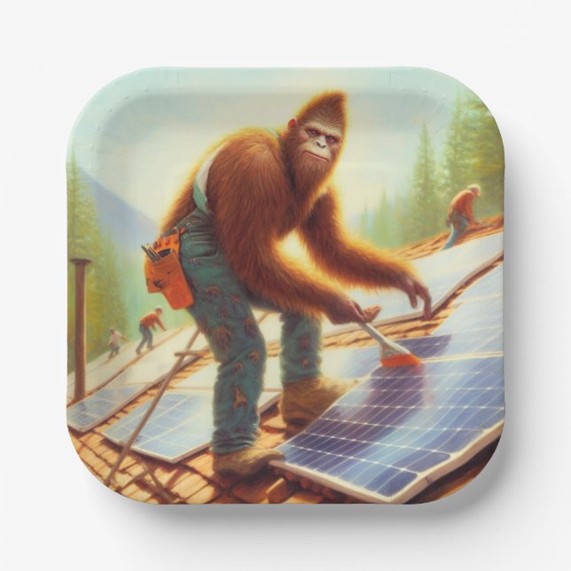 Bigfoot Installation von Solarmodulen Pappteller (Vorderseite)
