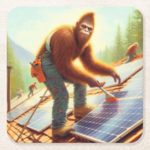 Bigfoot Installation von Solarmodulen Rechteckiger Pappuntersetzer