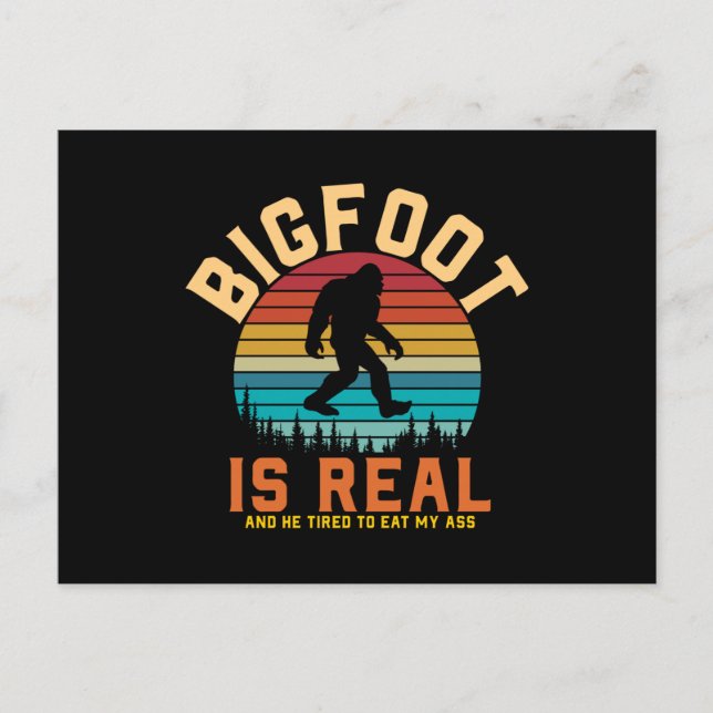 Bigfoot ist real | Bigfoot Retro Design Postkarte (Vorderseite)
