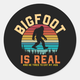 Bigfoot ist real   Bigfoot Retro Design Runder Aufkleber