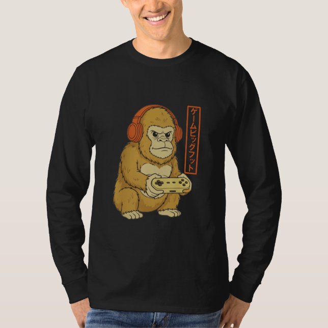 Bigfoot Japanese Gamer Art Men Boy Funny Retro Gam T-Shirt (Vorderseite)