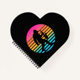 Bigfoot-Jazz-Saxophon-Retro-Sonnenuntergangs-Desig Notizbuch