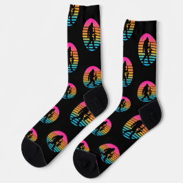 Bigfoot-Jazz-Saxophon-Retro-Sonnenuntergangs-Desig Socken