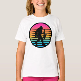 Bigfoot-Jazz-Saxophon-Retro-Sonnenuntergangs-Desig T-Shirt