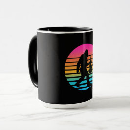 Bigfoot-Jazz-Saxophon-Retro-Sonnenuntergangs-Desig Tasse