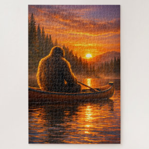 Bigfoot-Kanu-Sonnenuntergangs-Träumerei Puzzle