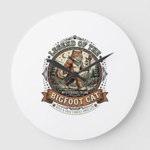 Bigfoot Katze Bigfoot Sasquatch Katze Vintage Vekt Große Wanduhr
