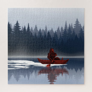 Bigfoot Lake Canoe Wilderness Pine Forest Puzzle