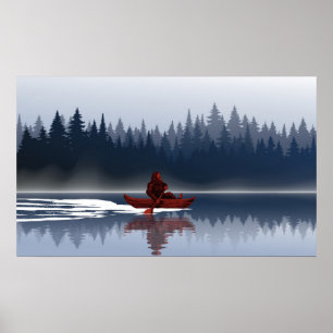 Bigfoot Lake Kanu Wildnis Kiefernwald  Poster
