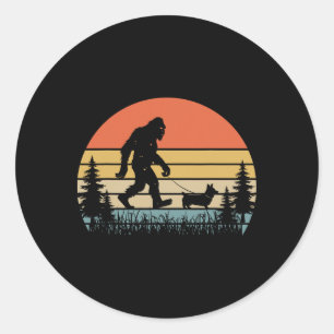 Bigfoot laufender Corgi Hund Lustiger Valentinstag Runder Aufkleber
