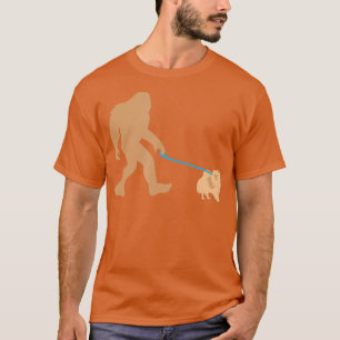 Bigfoot laufender Pomeranian Hund lustiger Sasquat T-Shirt
