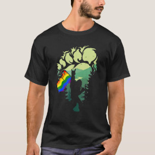 Bigfoot LGBT Flag Sasquatch Gay Pride Rainbow Bigf T-Shirt