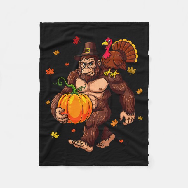 Bigfoot Lgrim Turkey Pumpkin Thanksgiving Day Boys Fleecedecke (Vorderseite)
