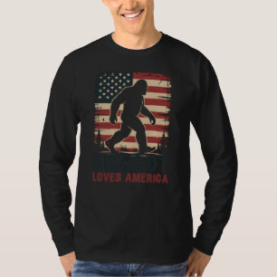 Bigfoot liebt Amerika, amerikanische Flagge Sasqua T-Shirt