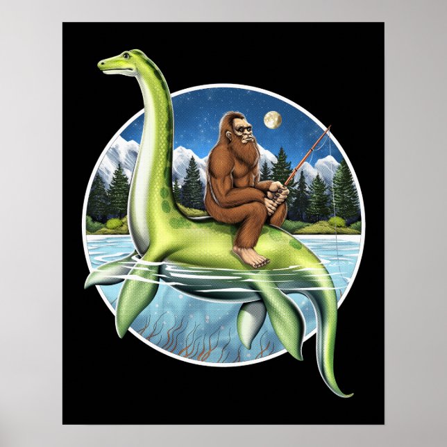 Bigfoot Loch Ness Fishing Poster (Vorne)