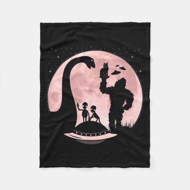 Bigfoot Loch Ness Monster Sasquatch Cat Ufo Funny  Fleecedecke (Vorderseite)