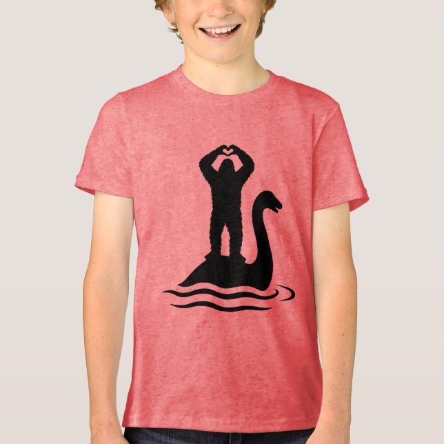 Bigfoot Loch Ness Monster Tri-Blend Shirt (Vorderseite)
