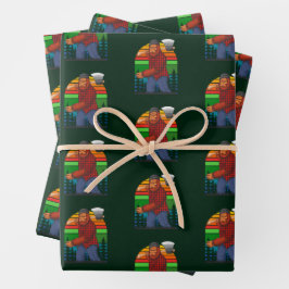 Bigfoot Lumberjack mit Ax Sasquatch Forester Fun Geschenkpapier Set