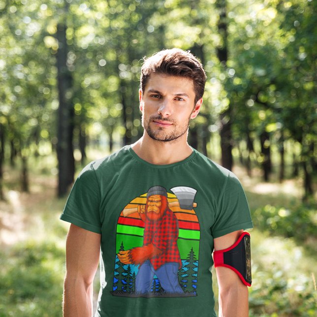 Bigfoot Lumberjack mit Ax Sasquatch Kariert T-Shirt (Von Creator hochgeladen)