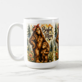 Bigfoot-Mama-Wasserfarbe-Wald-Sasquatch-Mama Kaffeetasse