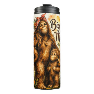 Bigfoot-Mama-Wasserfarbe-Wald-Sasquatch-Mama Thermosbecher