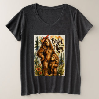Bigfoot-Mama Watercolor Wald Sasquatch-Mama Für Große Größe T-Shirt