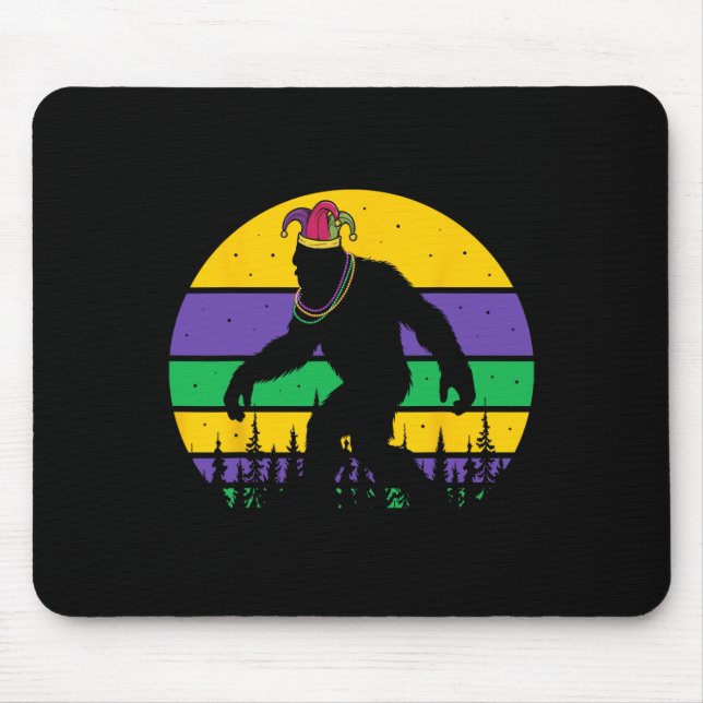 Bigfoot Mardi Gras Sasquatch Funny Men Kinder Gesc Mousepad (Vorne)