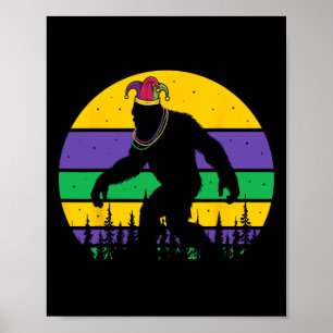 Bigfoot Mardi Gras Sasquatch Funny Men Kinder Gesc Poster