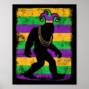 Bigfoot Mardi Gras Sasquatch Lustiger Männer Kinde Poster