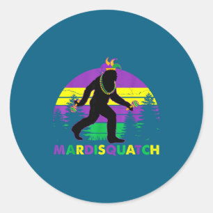Bigfoot Mardi Gras Sasquatch Orleans Runder Aufkleber