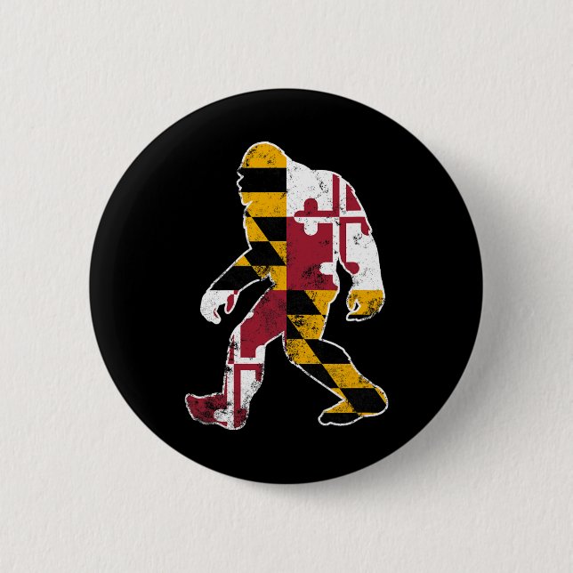 Bigfoot Maryland Flag Staat Sasquatch Men Women Ki Button (Vorderseite)