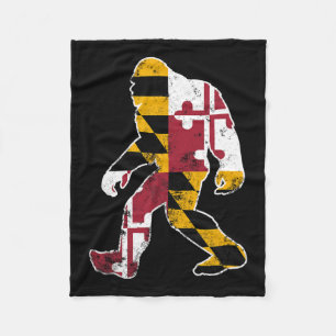 Bigfoot Maryland Flag Staat Sasquatch Men Women Ki Fleecedecke