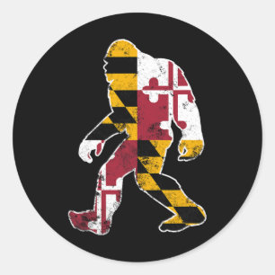 Bigfoot Maryland Flag Staat Sasquatch Men Women Ki Runder Aufkleber
