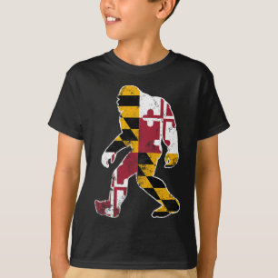 Bigfoot Maryland Flag Staat Sasquatch Men Women Ki T-Shirt
