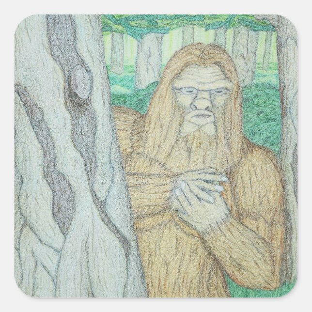 Bigfoot-Meme-Parodie Quadratischer Aufkleber (Vorderseite)